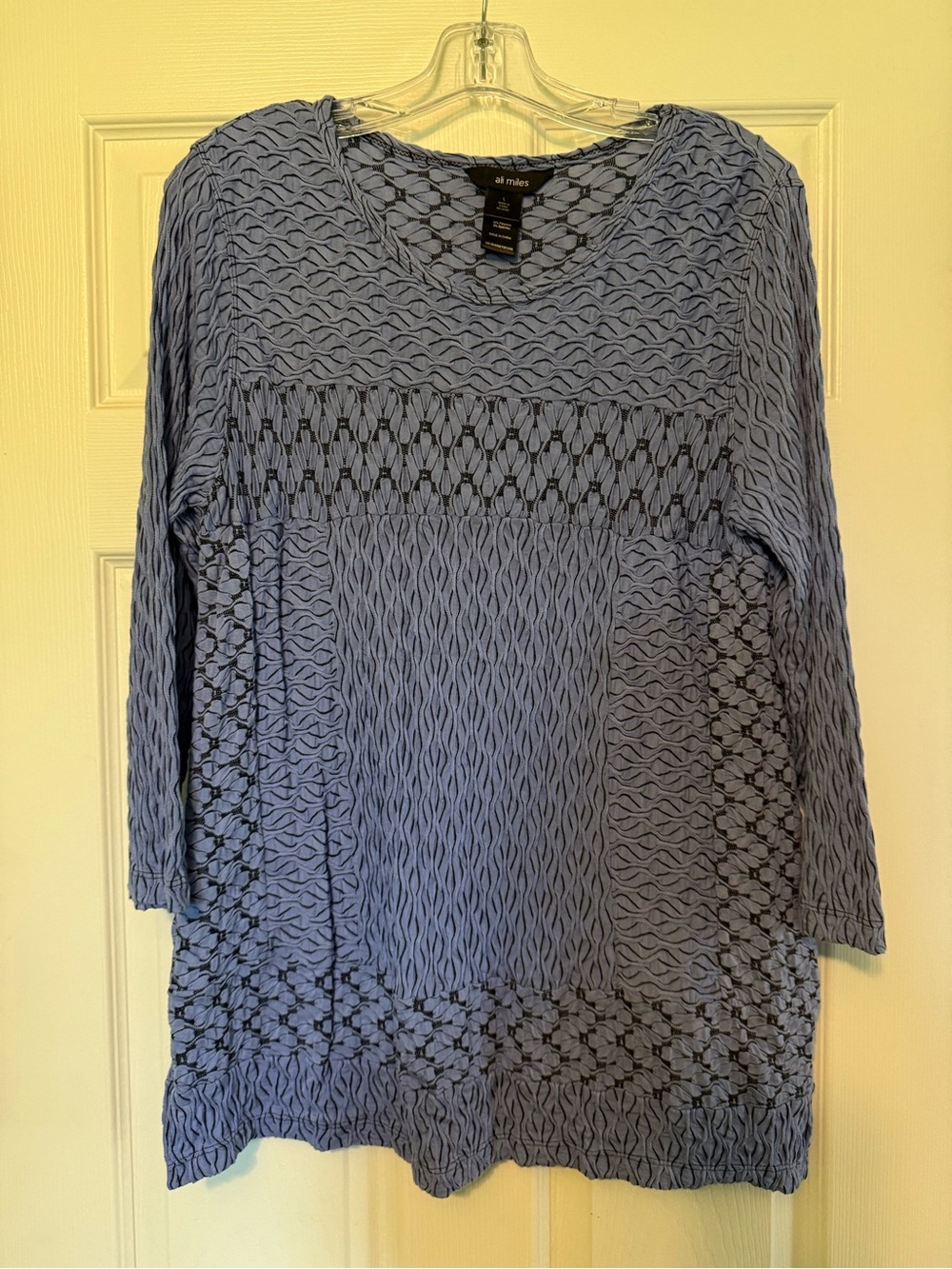 Ali Miles Light Blue Textured Long Sleeve Tunic
